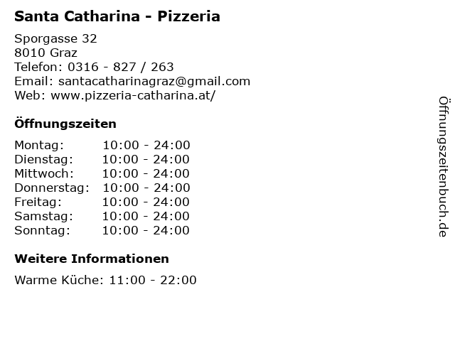 Santa Catharina - Pizzeria in Graz: Adresse und Öffnungszeiten