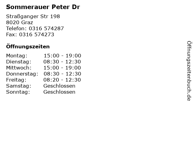 Sommerauer Peter Dr in Graz: Adresse und Öffnungszeiten