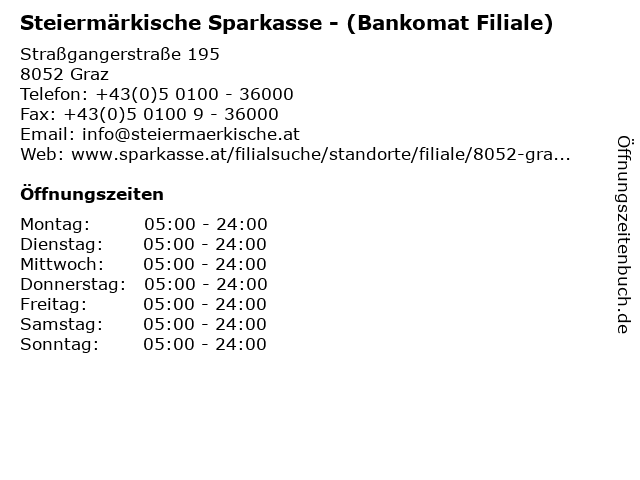 Steiermärkische Sparkasse - (Bankomat Filiale) in Graz: Adresse und Öffnungszeiten
