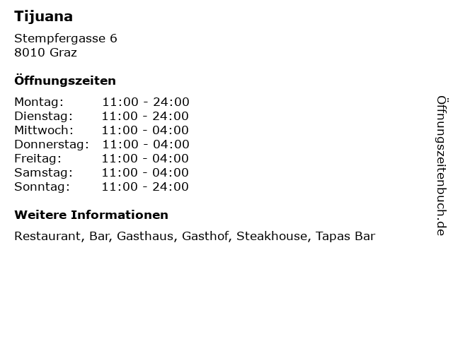 Tijuana in Graz: Adresse und Öffnungszeiten