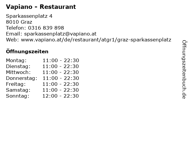 Vapiano - Restaurant in Graz: Adresse und Öffnungszeiten