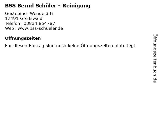 BSS Bernd Schüler - Reinigung in Greifswald: Adresse und Öffnungszeiten