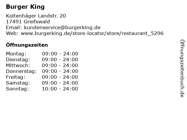 Burger King in Greifswald: Adresse und Öffnungszeiten