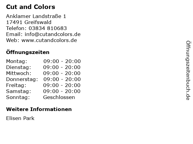 Cut and Colors in Greifswald: Adresse und Öffnungszeiten