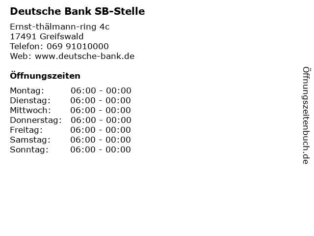 Deutsche Bank SB-Stelle in Greifswald: Adresse und Öffnungszeiten