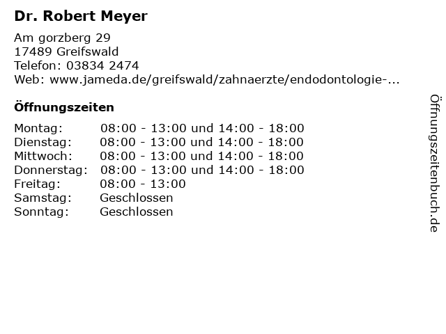 Dr. Robert Meyer in Greifswald: Adresse und Öffnungszeiten