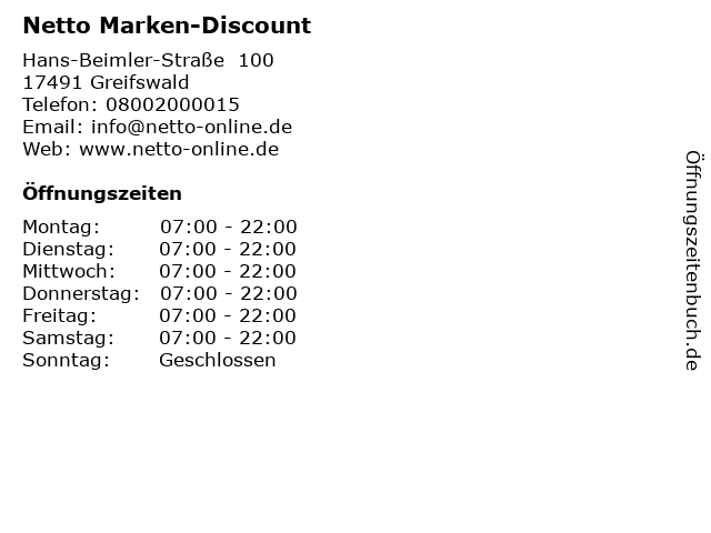 Netto Marken-Discount in Greifswald: Adresse und Öffnungszeiten