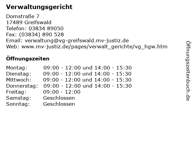 ᐅ Verwaltungsgericht in Greifswald Telefonnummer Öffnungszeiten Adresse