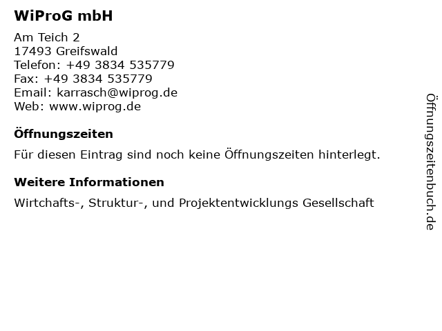 WiProG mbH in Greifswald: Adresse und Öffnungszeiten