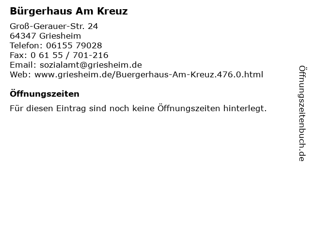 Bürgerhaus Am Kreuz in Griesheim: Adresse und Öffnungszeiten