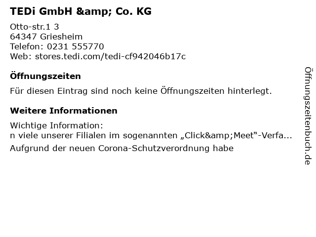 TEDi GmbH & Co. KG in Griesheim: Adresse und Öffnungszeiten