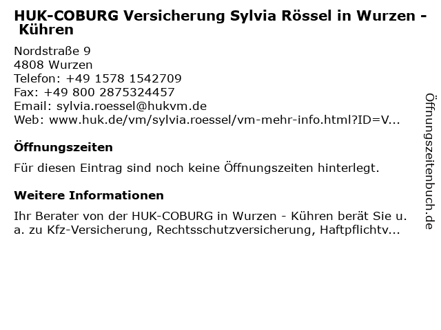 ᐅ Offnungszeiten Huk Coburg Versicherung Sylvia Rossel In Grimma Lange Strasse 57 In Grimma