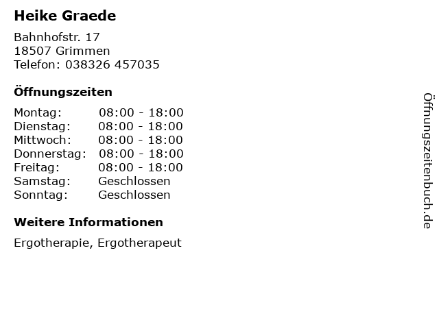 Heike Graede in Grimmen: Adresse und Öffnungszeiten