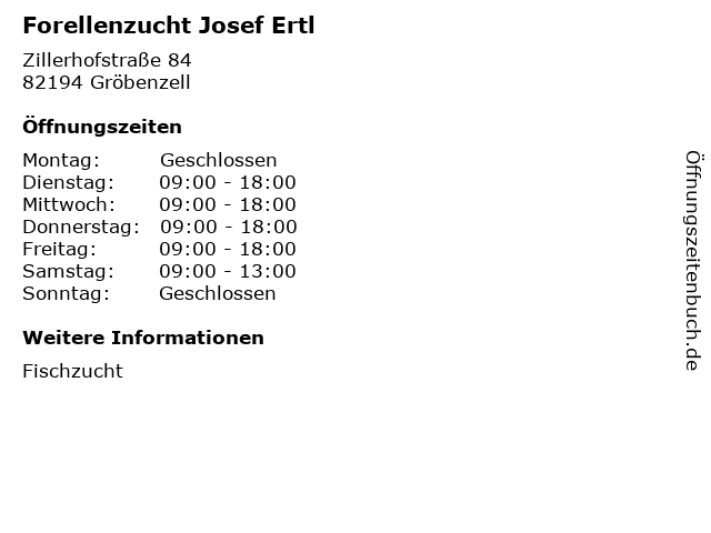 Forellenzucht Josef Ertl in Gröbenzell: Adresse und Öffnungszeiten