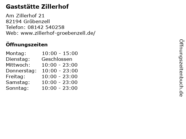 Gaststätte Zillerhof in Gröbenzell: Adresse und Öffnungszeiten