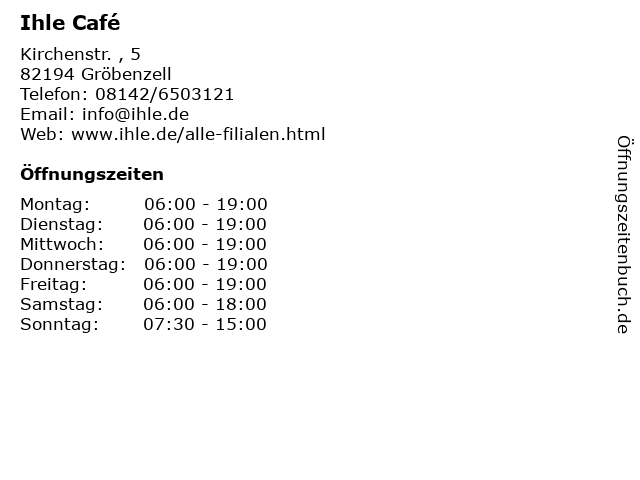 Ihle Café in Gröbenzell: Adresse und Öffnungszeiten