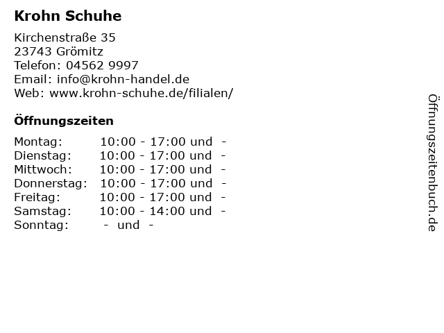 Krohn Schuhe in Grömitz: Adresse und Öffnungszeiten