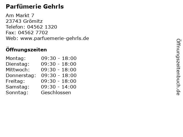 Parfümerie Gehrls in Grömitz: Adresse und Öffnungszeiten