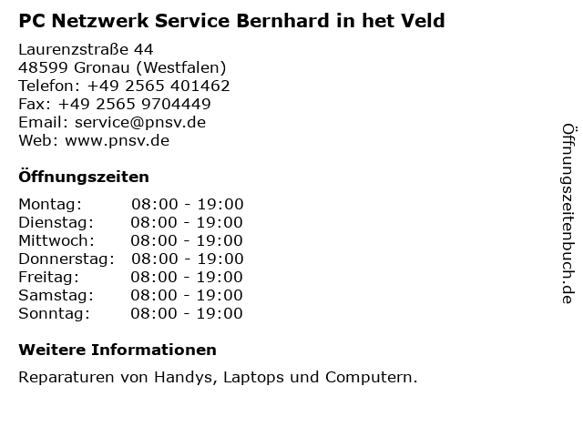 PC Netzwerk Service Bernhard in het Veld in Gronau (Westfalen): Adresse und Öffnungszeiten