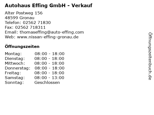 Autohaus Effing GmbH - Verkauf in Gronau: Adresse und Öffnungszeiten