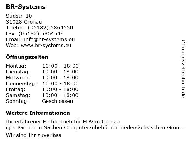 BR-Systems in Gronau: Adresse und Öffnungszeiten