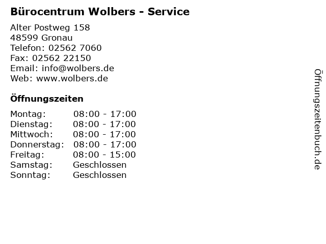Bürocentrum Wolbers - Service in Gronau: Adresse und Öffnungszeiten