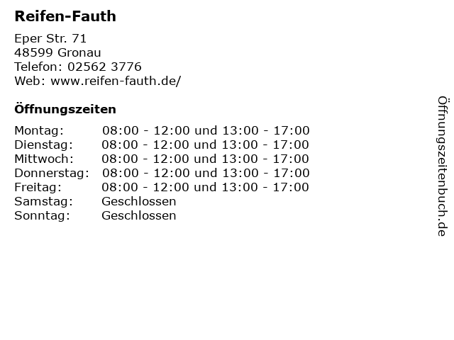 Reifen-Fauth in Gronau: Adresse und Öffnungszeiten