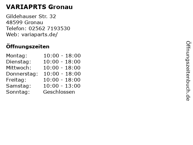 VARIAPRTS Gronau in Gronau: Adresse und Öffnungszeiten