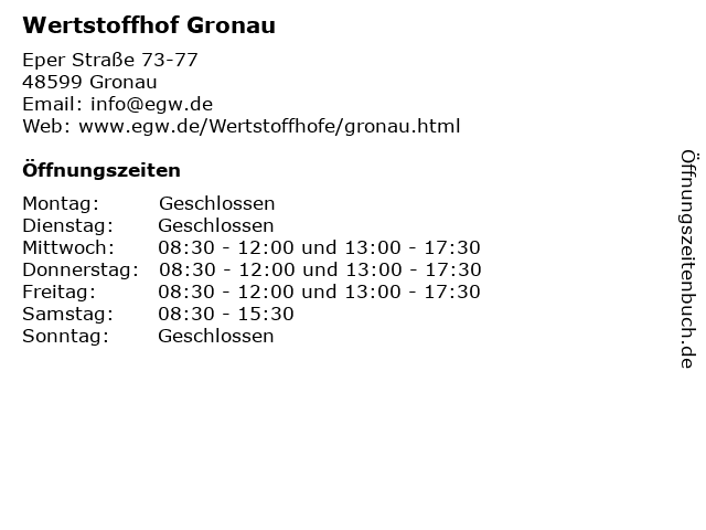 Wertstoffhof Gronau in Gronau: Adresse und Öffnungszeiten