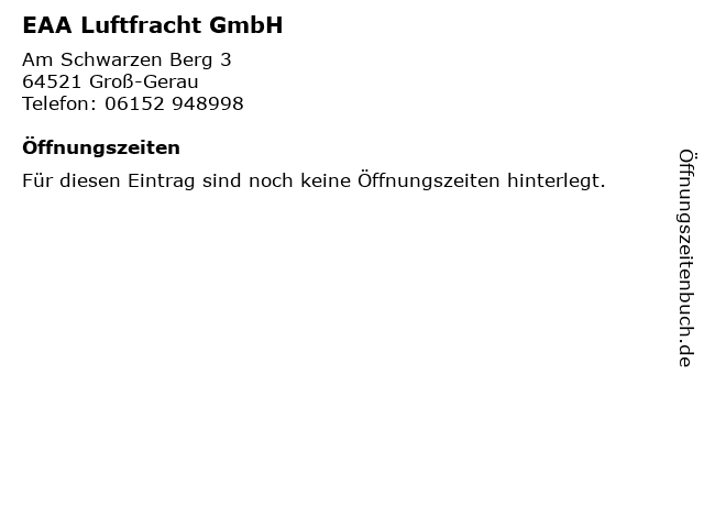 EAA Luftfracht GmbH in Groß-Gerau: Adresse und Öffnungszeiten