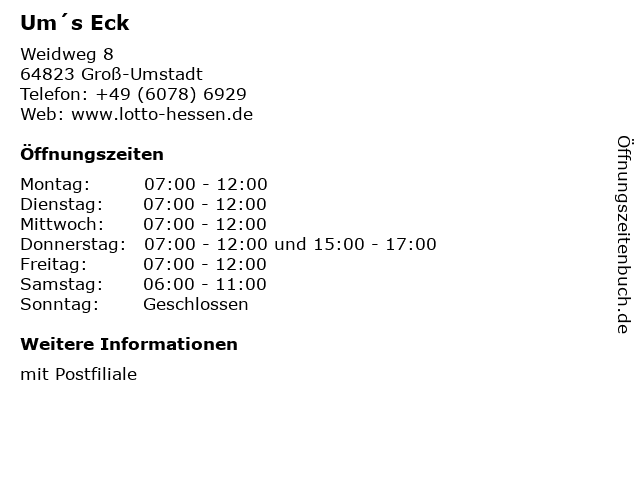 Um´s Eck in Groß-Umstadt: Adresse und Öffnungszeiten