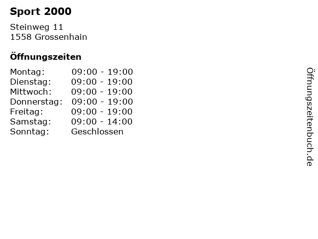 Sport 2000 in Grossenhain: Adresse und Öffnungszeiten