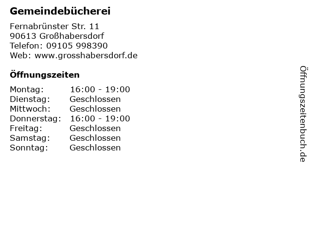 Gemeindebücherei in Großhabersdorf: Adresse und Öffnungszeiten
