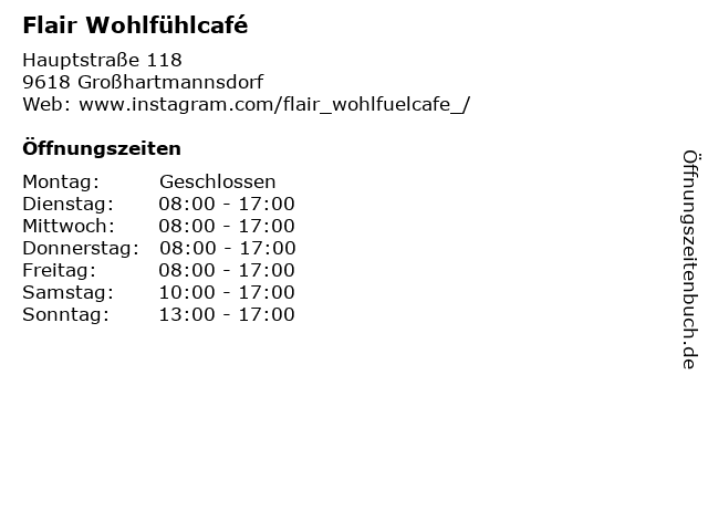 Flair Wohlfühlcafé in Großhartmannsdorf: Adresse und Öffnungszeiten