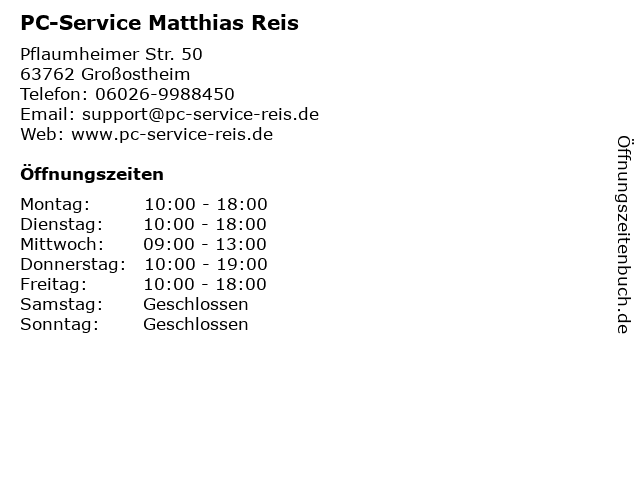 PC-Service Matthias Reis in Großostheim: Adresse und Öffnungszeiten