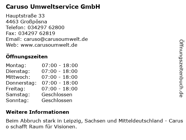 Caruso Umweltservice GmbH in Großpösna: Adresse und Öffnungszeiten