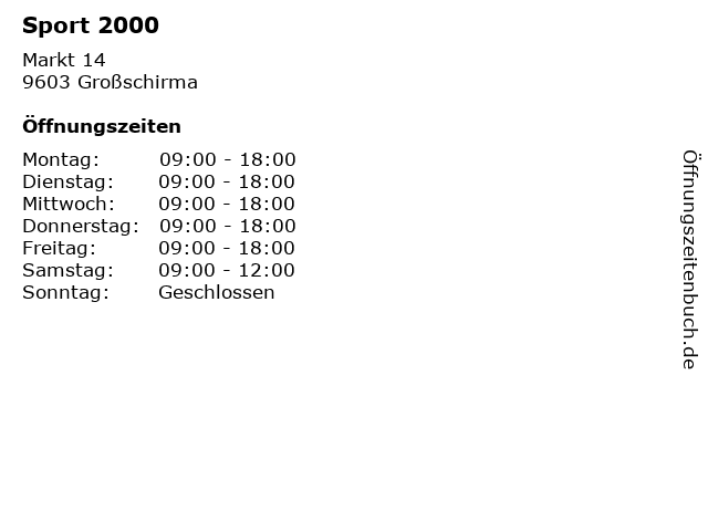 Sport 2000 in Großschirma: Adresse und Öffnungszeiten