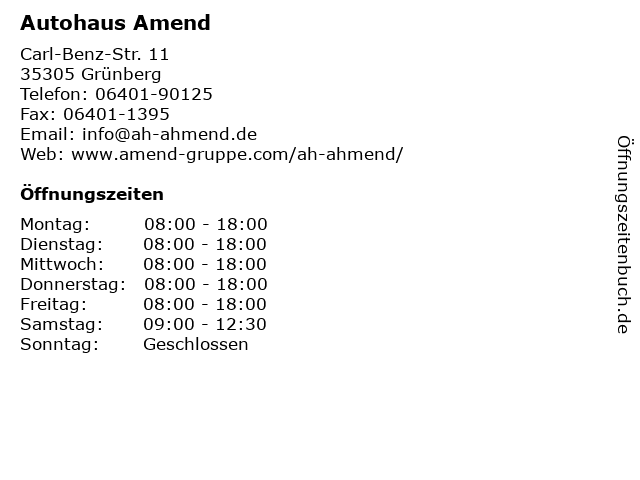Autohaus Amend in Grünberg: Adresse und Öffnungszeiten