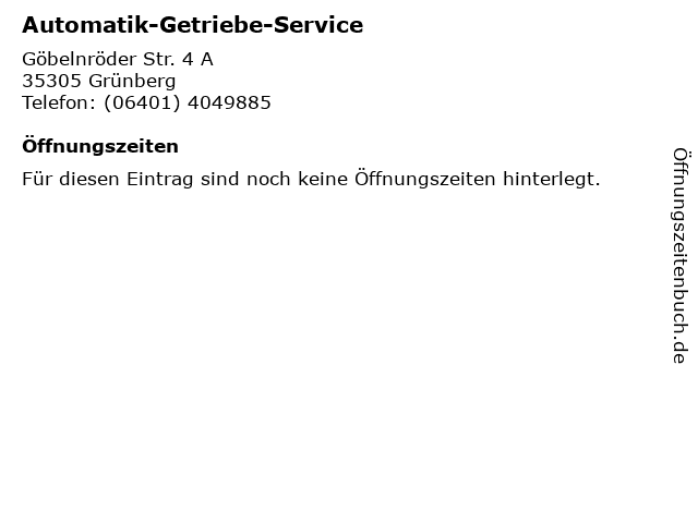 Automatik-Getriebe-Service in Grünberg: Adresse und Öffnungszeiten