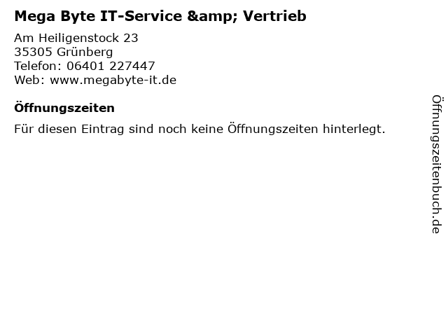 Mega Byte IT-Service & Vertrieb in Grünberg: Adresse und Öffnungszeiten