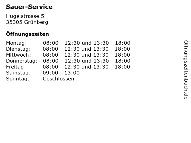 Sauer-Service in Grünberg: Adresse und Öffnungszeiten