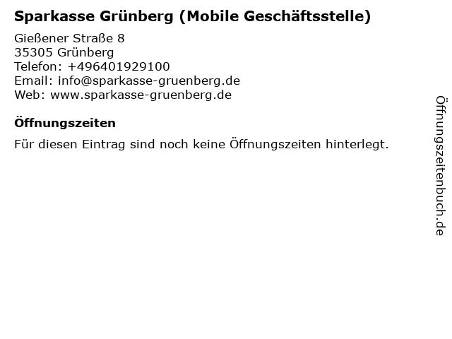 Sparkasse Grünberg (Mobile Geschäftsstelle) in Grünberg: Adresse und Öffnungszeiten