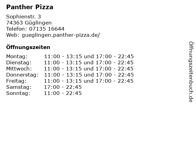 Panther Pizza in Güglingen: Adresse und Öffnungszeiten