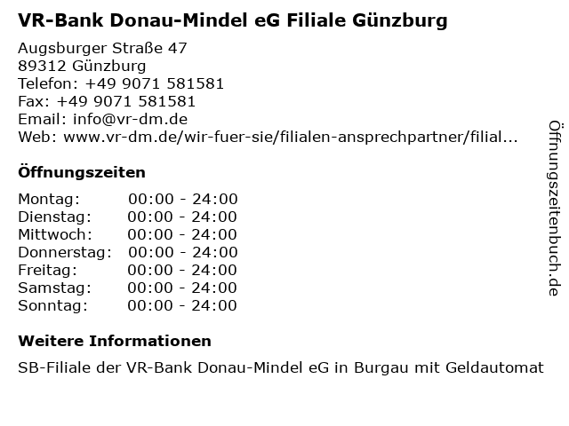 ᐅ Offnungszeiten Vr Bank Donau Mindel Eg Geschaftsstelle