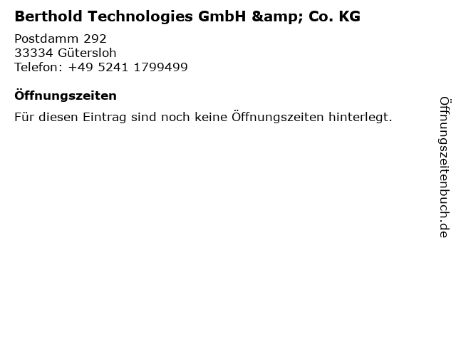 Berthold Technologies GmbH & Co. KG in Gütersloh: Adresse und Öffnungszeiten