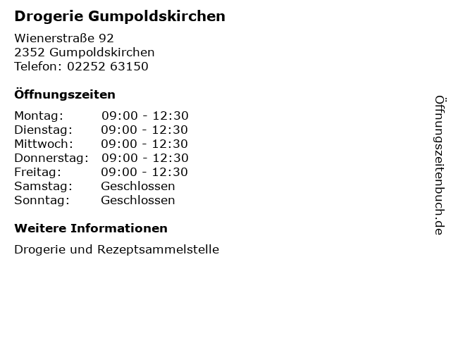 Drogerie Gumpoldskirchen in Gumpoldskirchen: Adresse und Öffnungszeiten