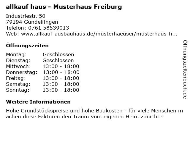 allkauf haus - Musterhaus Freiburg in Gundelfingen: Adresse und Öffnungszeiten