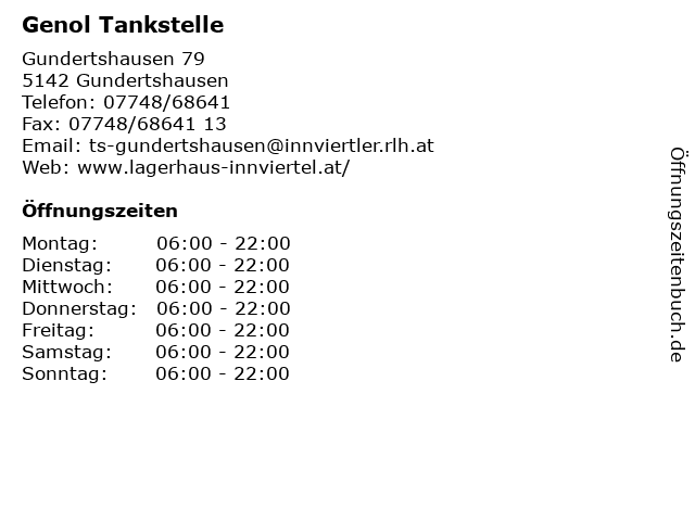 Genol Tankstelle in Gundertshausen: Adresse und Öffnungszeiten