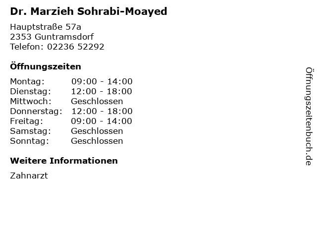 Dr. Marzieh Sohrabi-Moayed in Guntramsdorf: Adresse und Öffnungszeiten