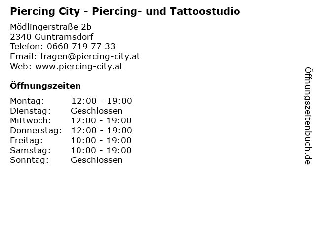 Piercing City - Piercing- und Tattoostudio in Guntramsdorf: Adresse und Öffnungszeiten